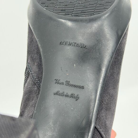 AQUATALIA Dark Gray Suede Bead Studded Heeled Booties Size 10 - Picture 11 of 11